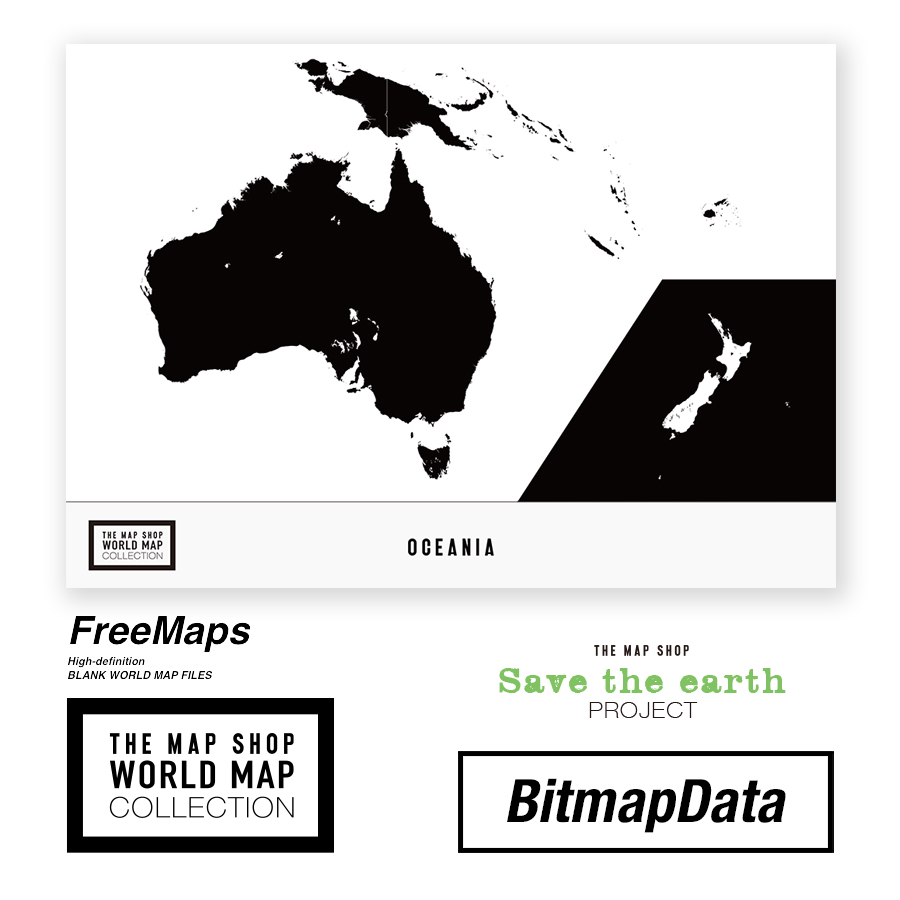 寄付100円白地図 オーストラリア オセアニア地図 The Map Shop