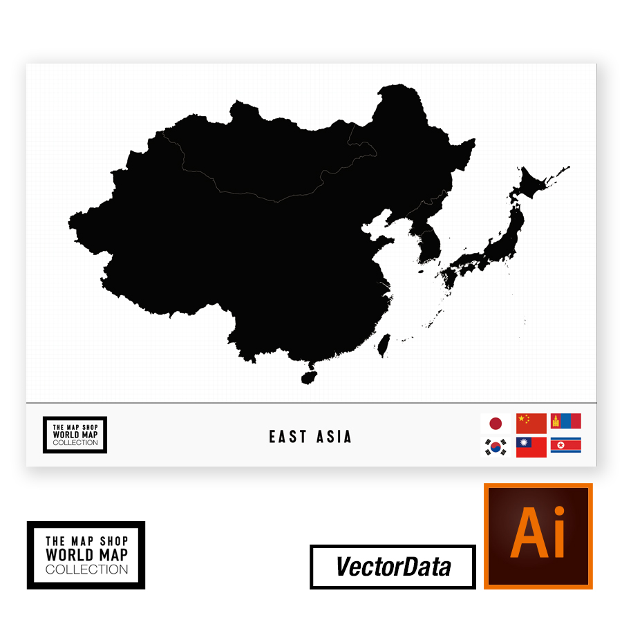 高精細白地図aiベクター 東アジア地図 The Map Shop